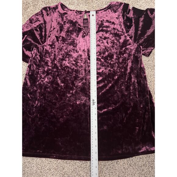 Lane Bryant Womens 22/24 Whimsigoth Grunge Velvet Flutter Sleeve Keyhole Blouse - Picture 11 of 11